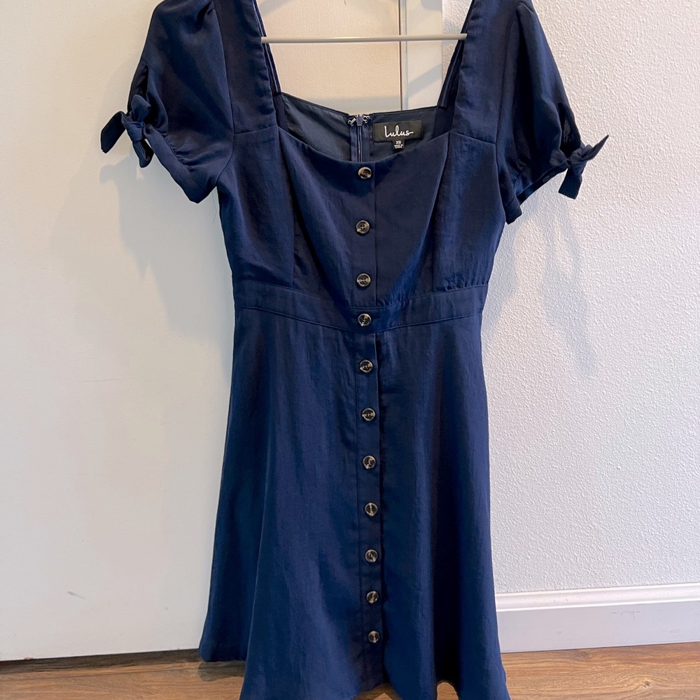 Tie sleeve fit and flare dress